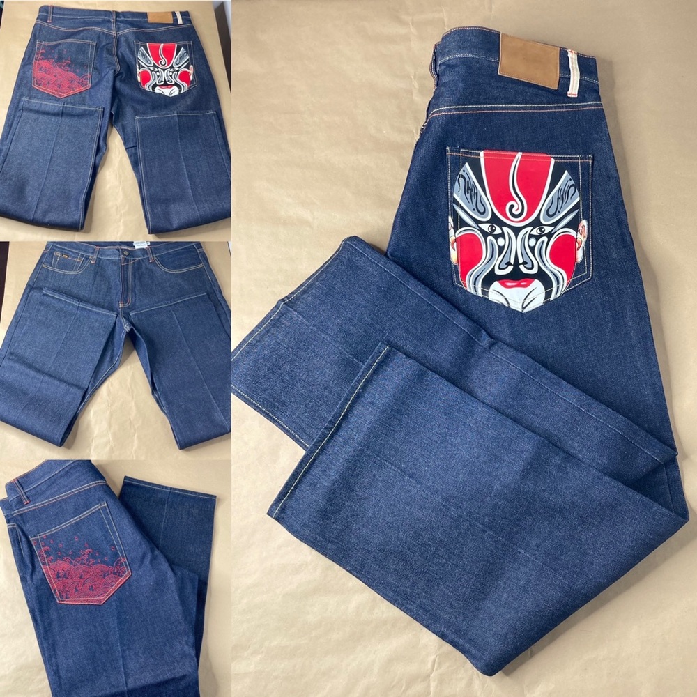 CStar Ciano Farmer Japanese selvage denim face logo men’s designer jeans 40 new!